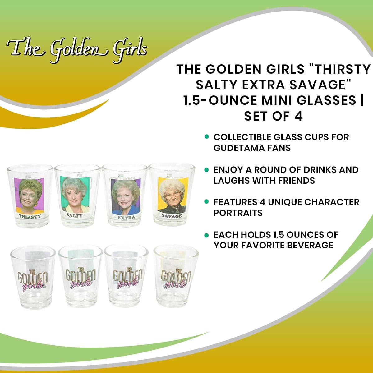 Silver Buffalo The Golden Girls four-piece set suits themed parties and gifts.