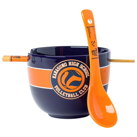 Silver Buffalo Haikyu Karasuno ramen bowl 20oz with vibrant team graphic for game-night meals