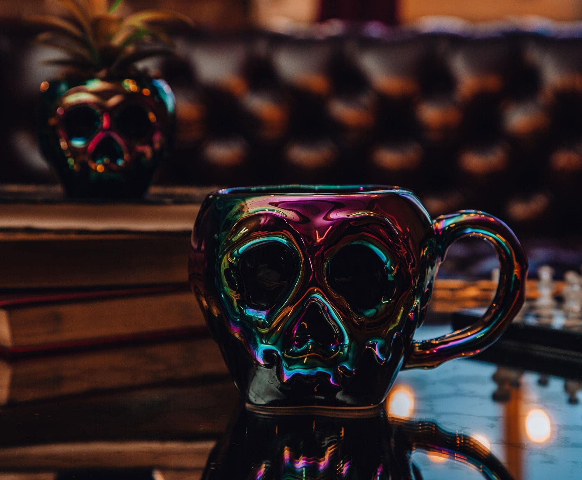 Silver Buffalo hand-wash-only mug preserves iridescent finish and intricate sculpting.