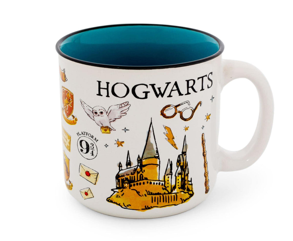 Silver Buffalo Harry Potter destination icons mug with wizarding imagery for cozy mornings.