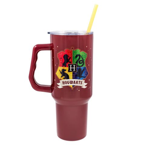 Silver Buffalo Harry Potter yellow straw tumbler for on-the-go sipping
