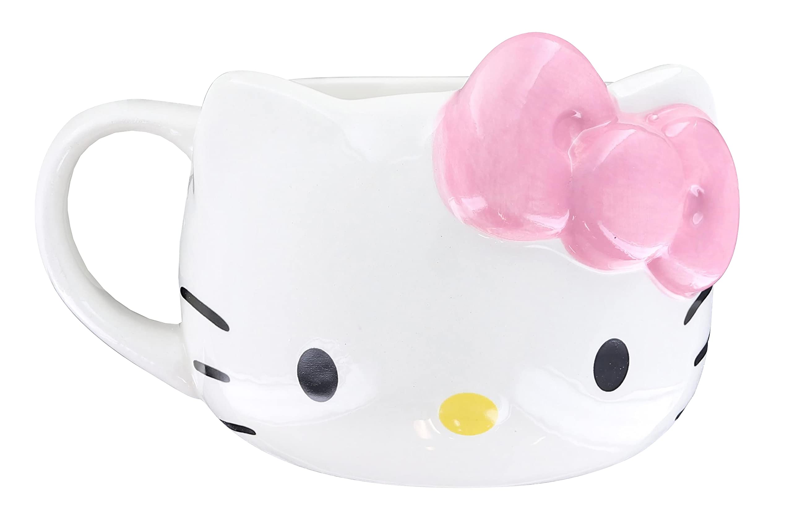 Silver Buffalo Hello Kitty 3D mug with pink bow for cozy mornings.