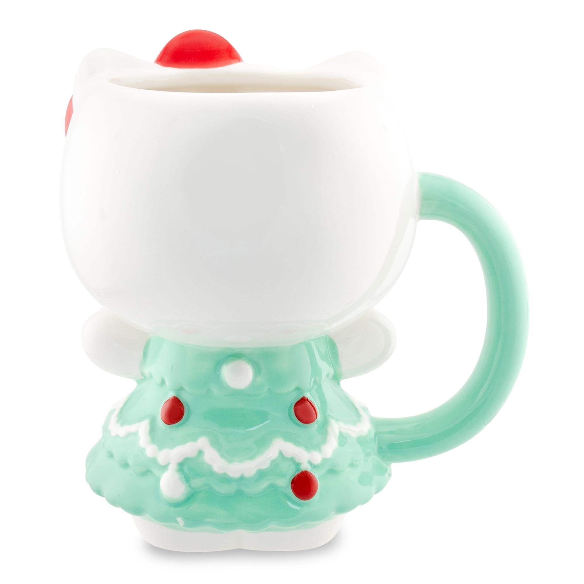 Close-up of Hello Kitty bow on festive mug