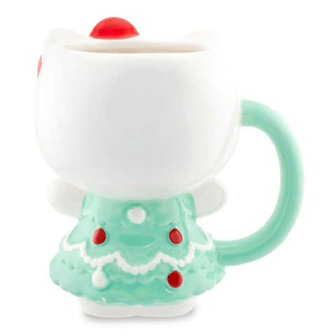 Close-up of Hello Kitty bow on festive mug