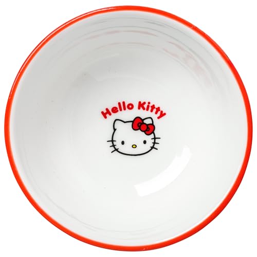 Silver Buffalo Hello Kitty sauce dish exterior with plate items, coordinated tablesettings.