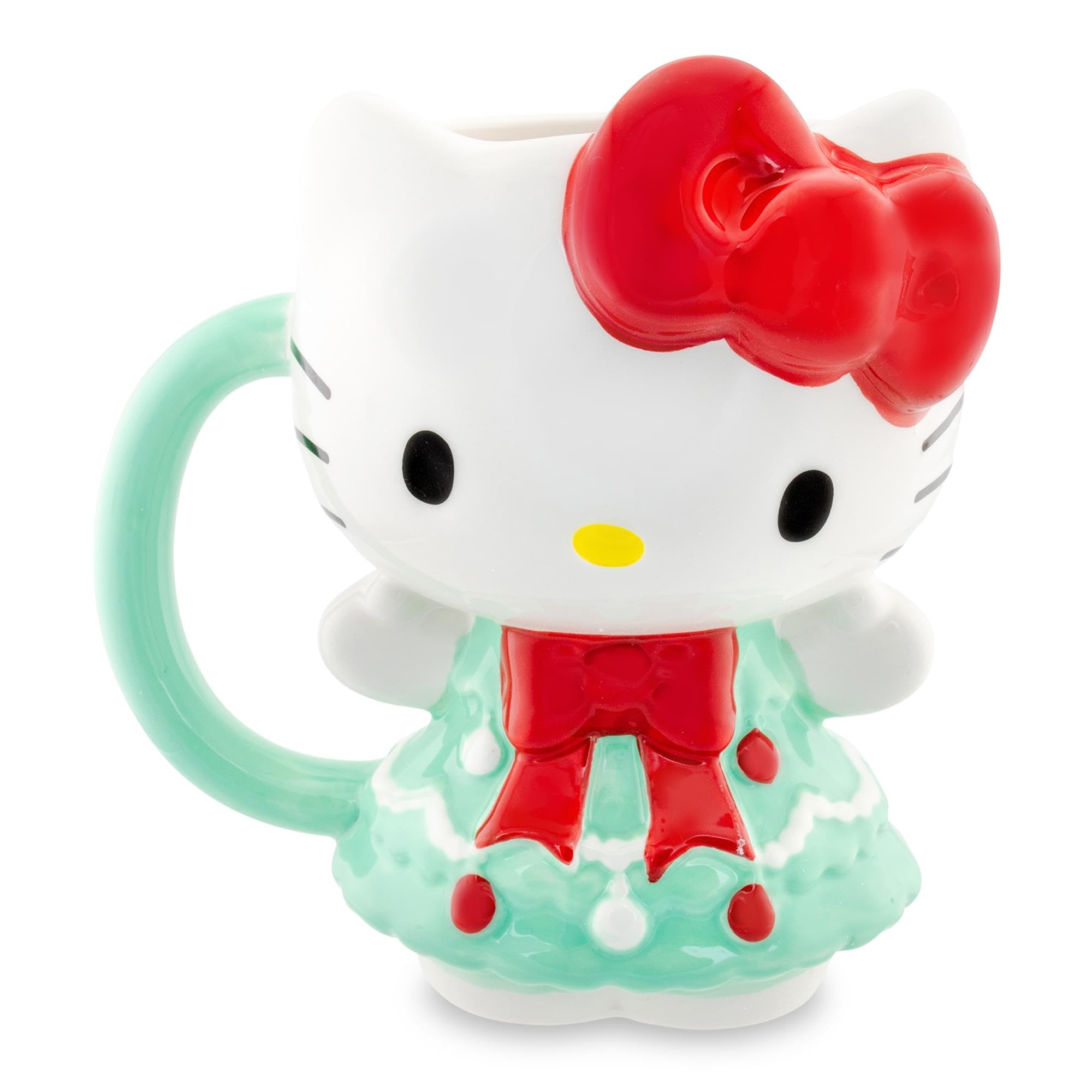 Silver Buffalo Hello Kitty holiday mug 20 oz with 3D tree dress
