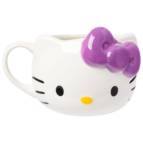 Silver Buffalo Hello Kitty mug with a sculpted face for playful tea time