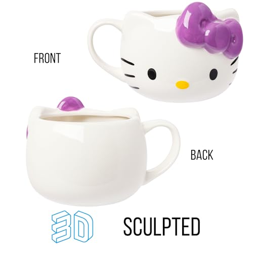 Hello Kitty mug featuring a 3D purple bow from Silver Buffalo