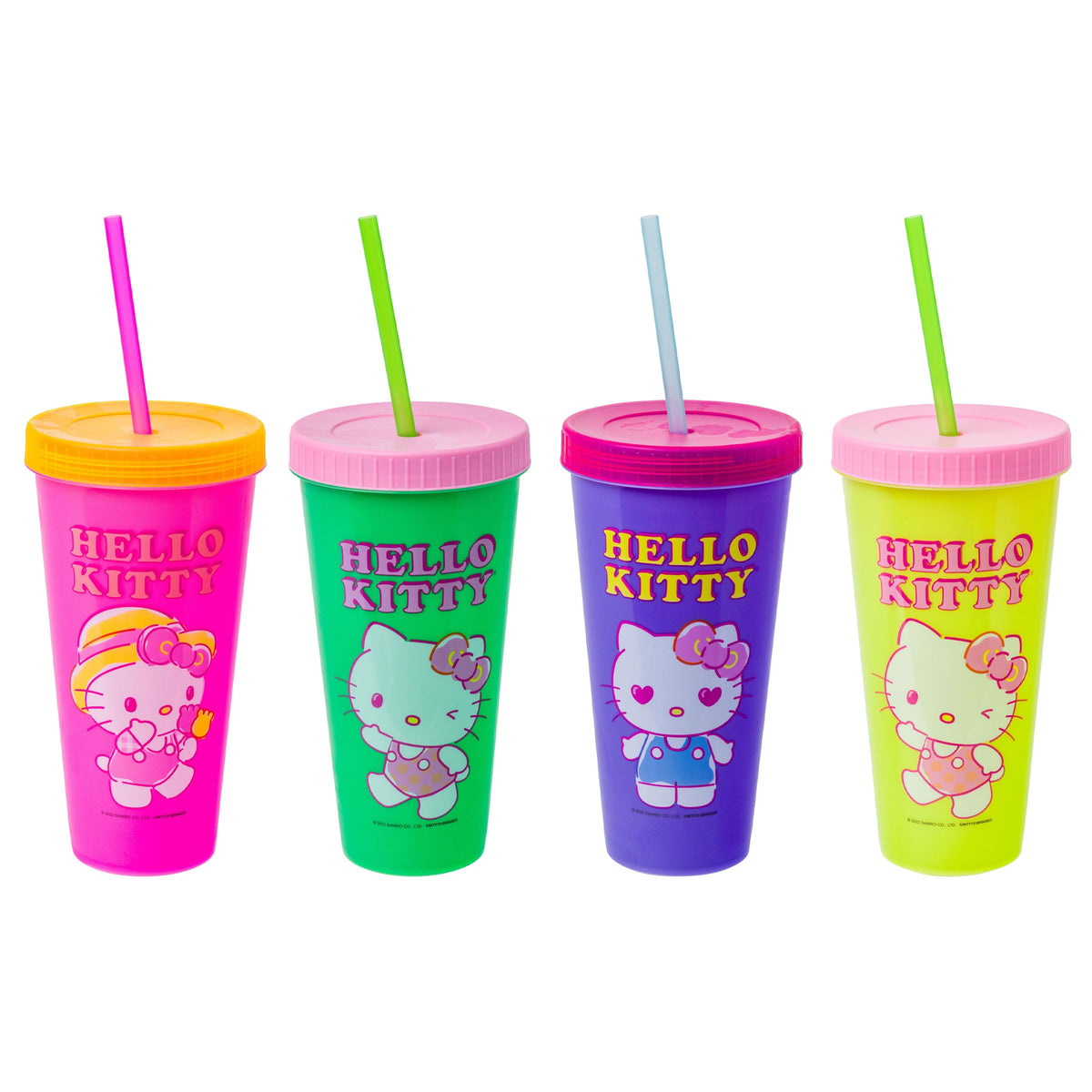 Silver Buffalo Hello Kitty blue tumbler with lid and straw, ideal for outdoor hydration