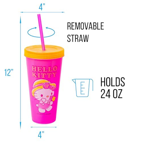 Silver Buffalo Hello Kitty yellow tumbler color-change enhances visibility in sun