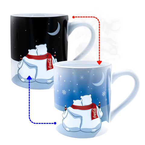 Silver Buffalo holiday scene mug with blue sky reveal enhances cocoa moments.