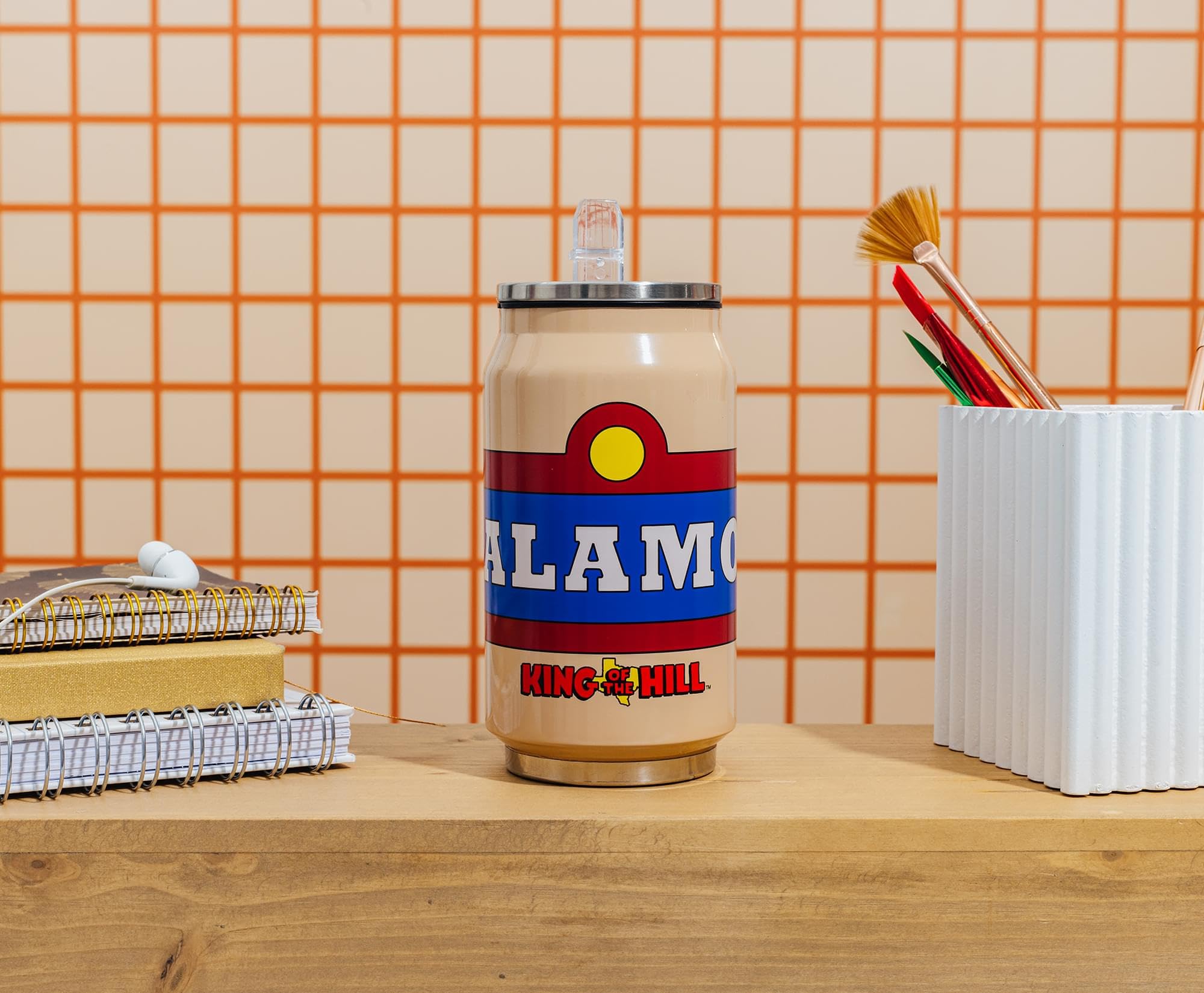 Alamo Beer label look on Silver Buffalo tumbler for nostalgic appeal.