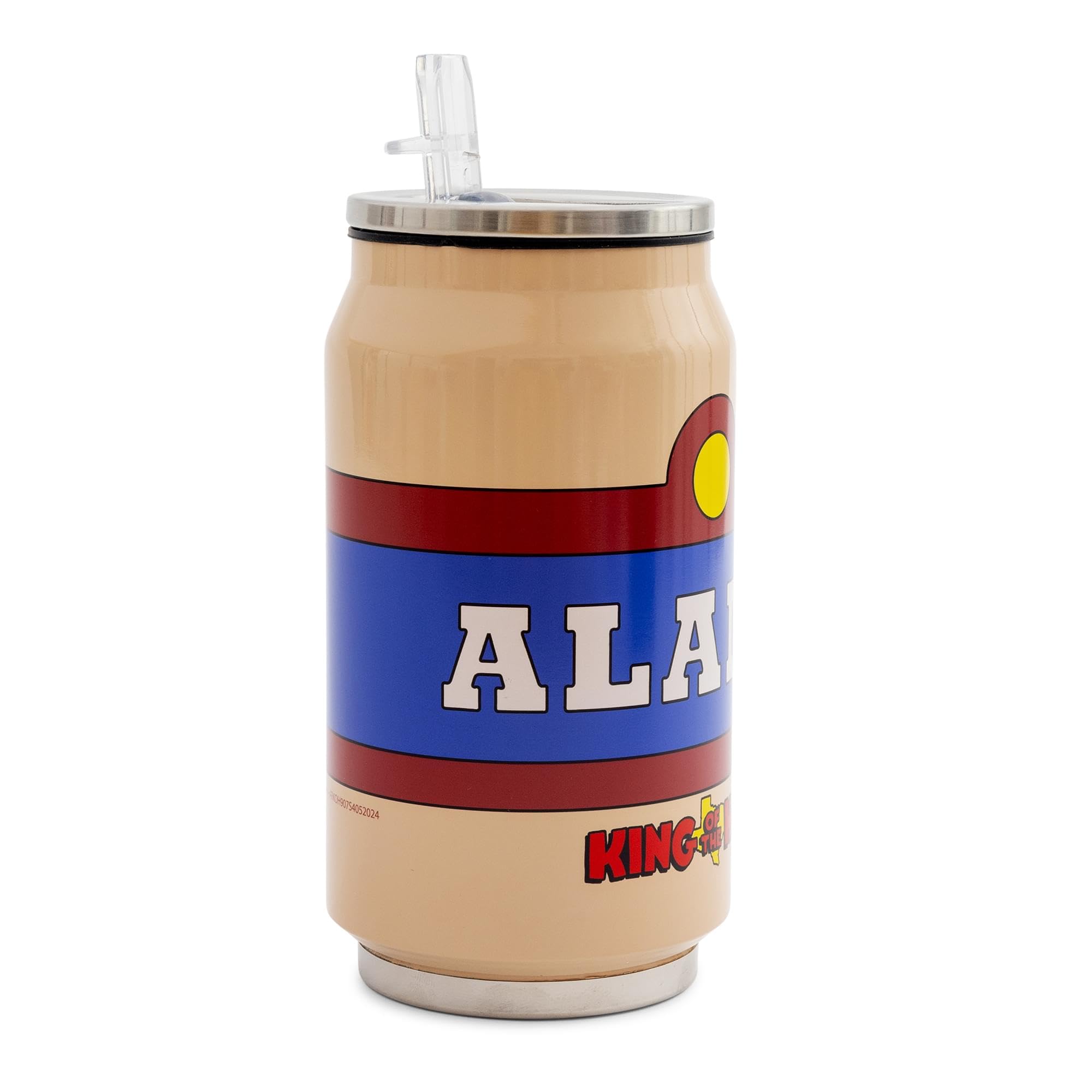 Printed Alamo Beer label on Silver Buffalo tumbler for authentic vibes.