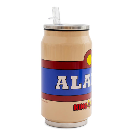Printed Alamo Beer label on Silver Buffalo tumbler for authentic vibes.