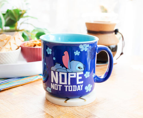 Silver Buffalo Lilo and Stitch mug characters in a cozy scene