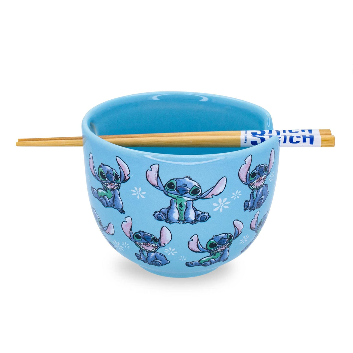 Silver Buffalo Lilo & Stitch ramen bowl blue with Stitch art for generous servings.