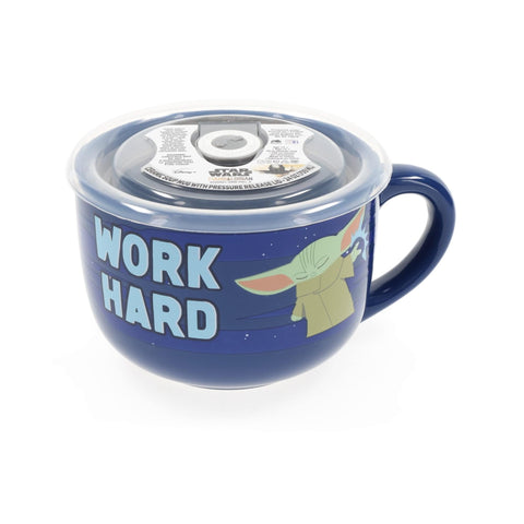 Silver Buffalo Grogu nap harder side with vented lid.