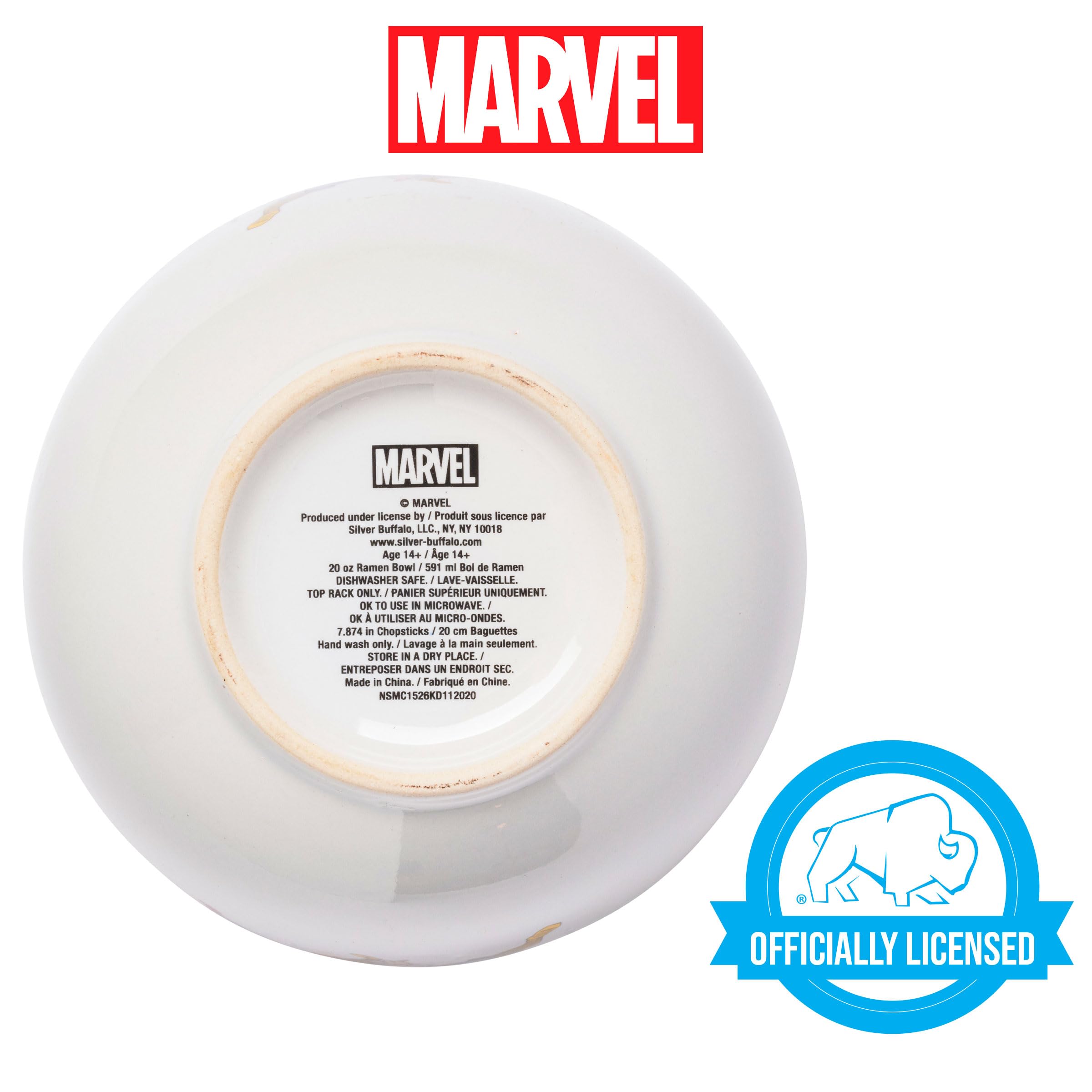Silver Buffalo 20-ounce capacity ramen bowl, versatile for rice, soup, and dessert.