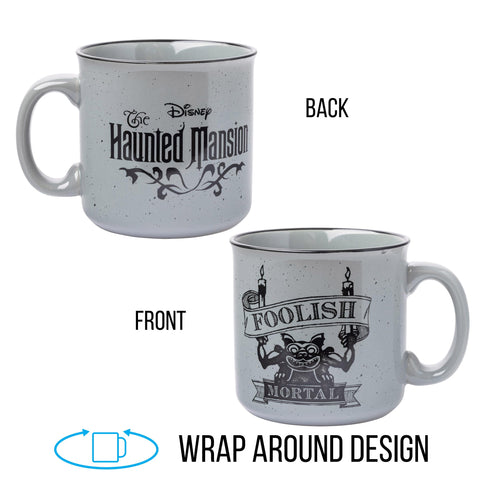 Silver Buffalo ceramic mug highlighting microwave-safe and top-rack dishwasher-safe features