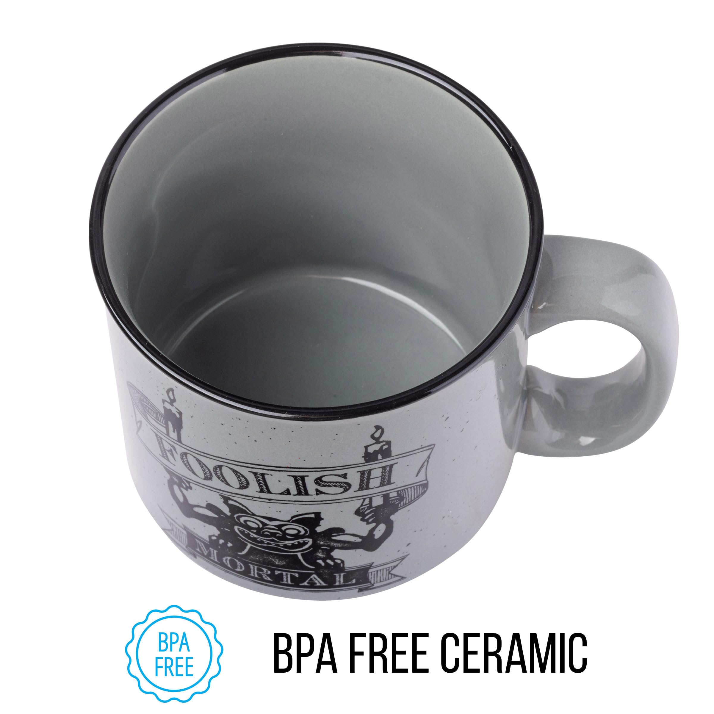 Silver Buffalo mug with coffee steam and durable glaze for everyday use