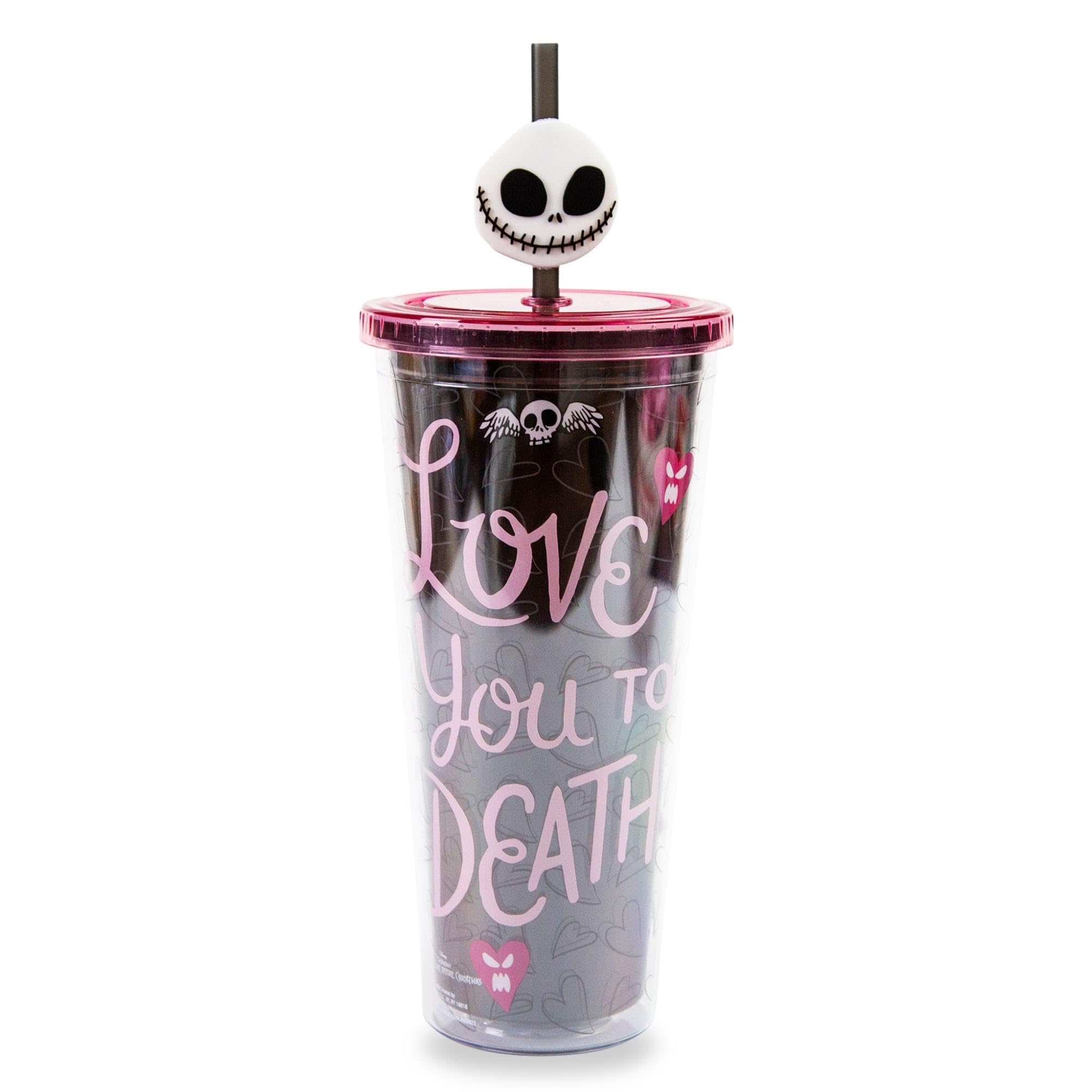 Silver Buffalo NBC Jack Skellington straw topper adds playful character detail.
