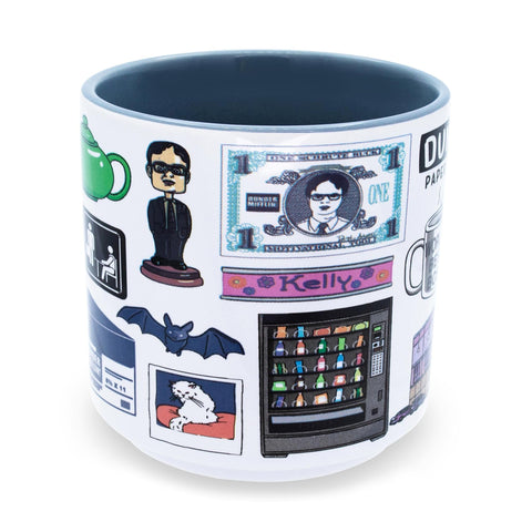 Silver Buffalo Office Icons mug Jim-prank motif, adds playful vibe to desk breaks