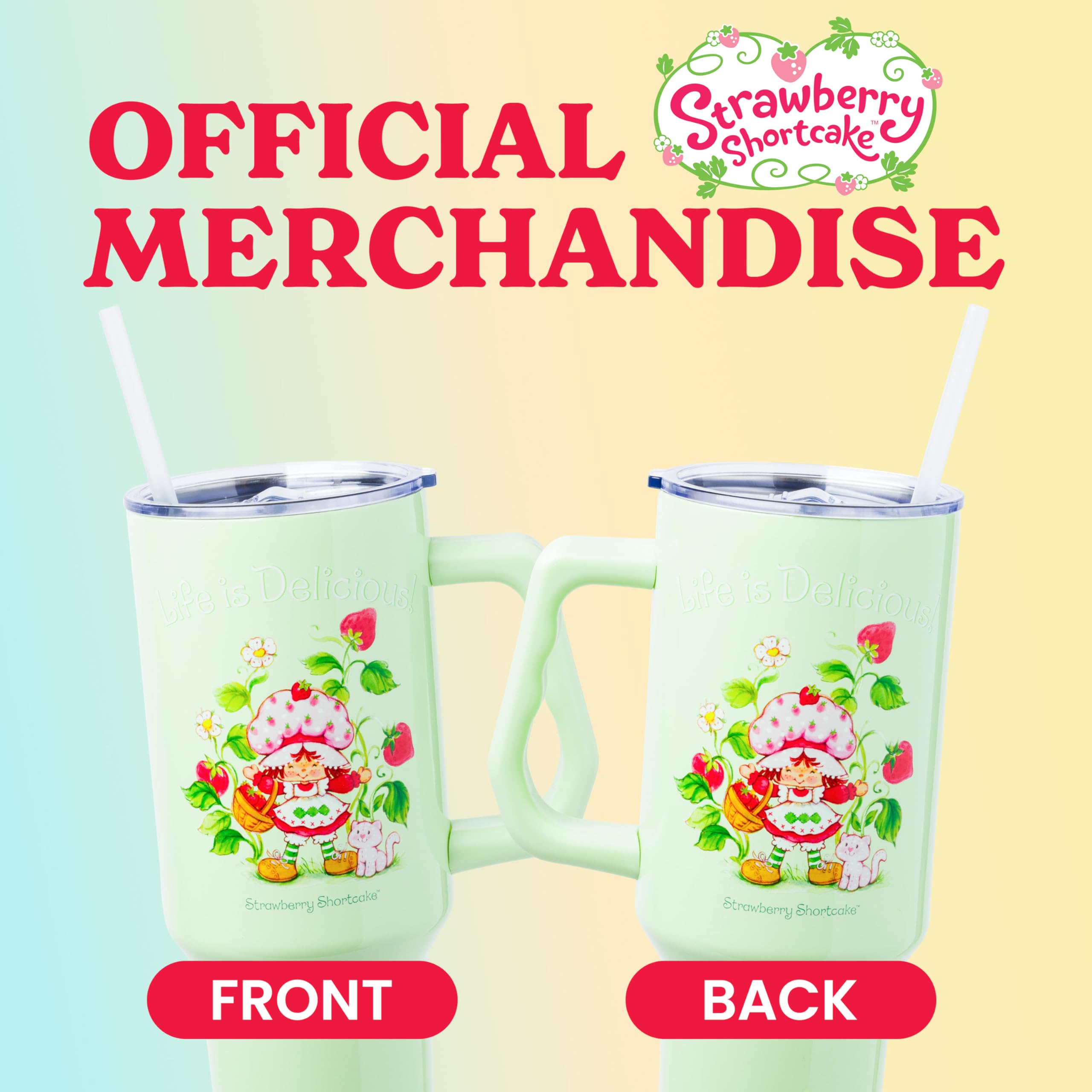 Official Silver Buffalo licensed Strawberry Shortcake merch tumbler for fans and collectors.