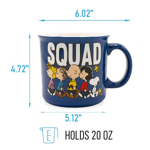 Silver Buffalo Peanuts Squad mug side featuring Charlie Brown and Snoopy, great for everyday coffee.