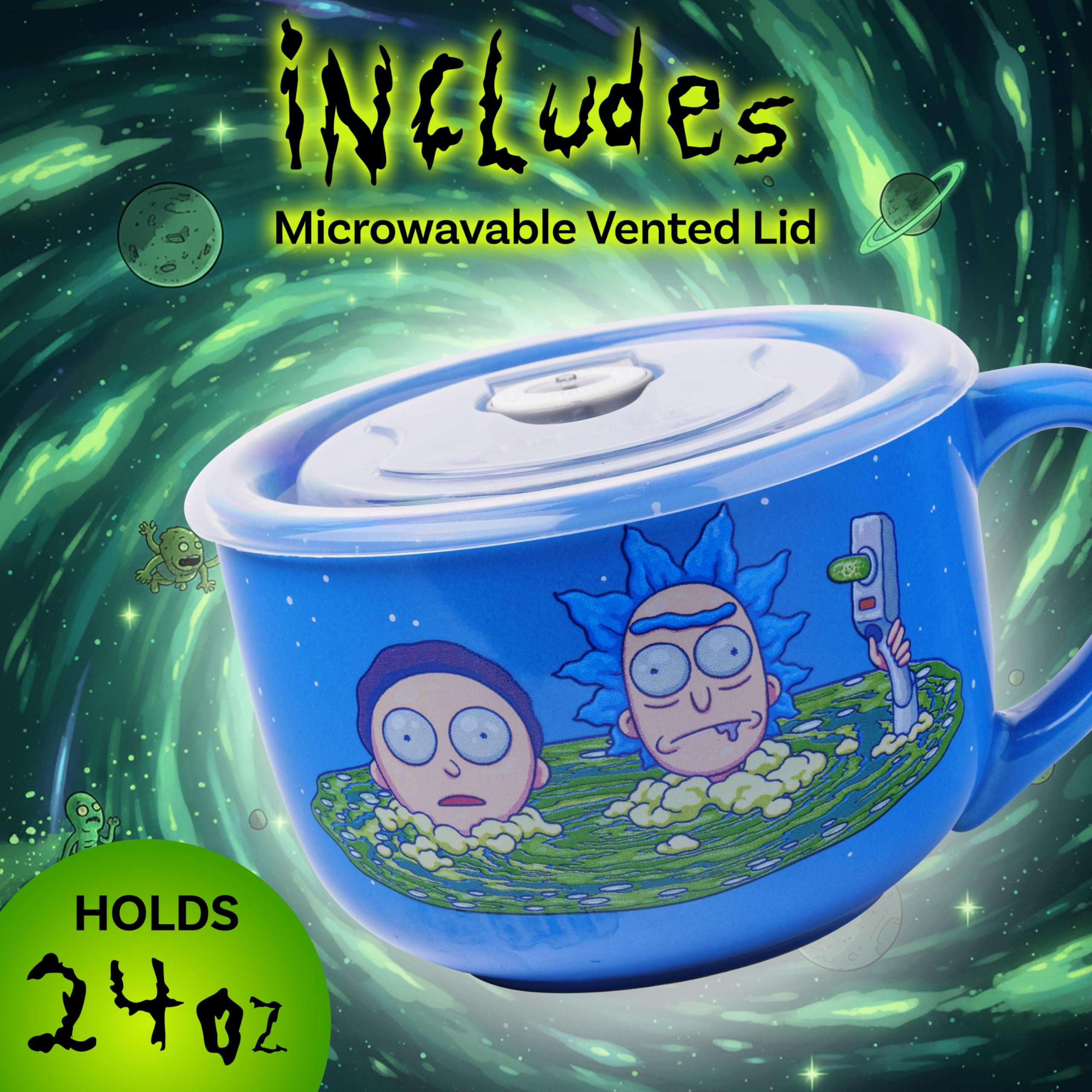 Silver Buffalo Rick and Morty microwave-safe mug for quick reheats