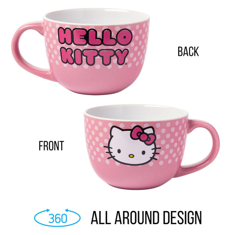 Silver Buffalo Hello Kitty microwave-safe mug enables quick reheats.