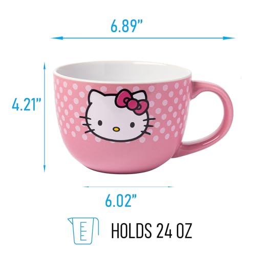 Silver Buffalo Hello Kitty oversized 24oz mug for bold servings and convenient sipping.