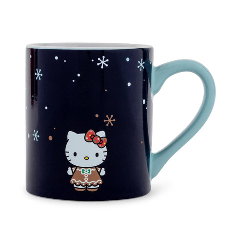 Sanrio Hello Kitty snowflakes design mug capturing holiday charm and warmth.