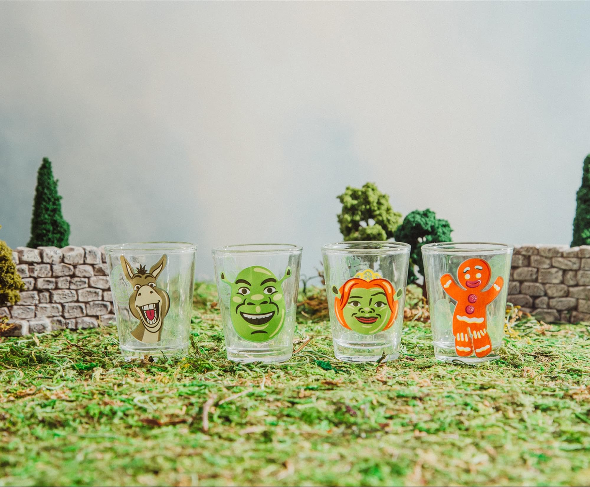 Official DreamWorks Shrek glassware by Silver Buffalo for collectible home bar.