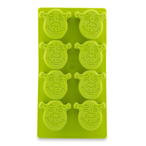 Silver Buffalo Shrek ice mold showing eight smiling ogre faces for fun drinks.