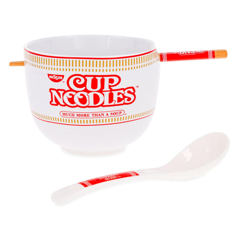 Silver Buffalo spoon and chopsticks set with logo, perfect for complete ramen rituals.