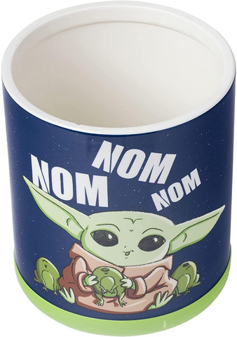 Nom Nom Nom motif adds playful touch for Mandalorian fans.