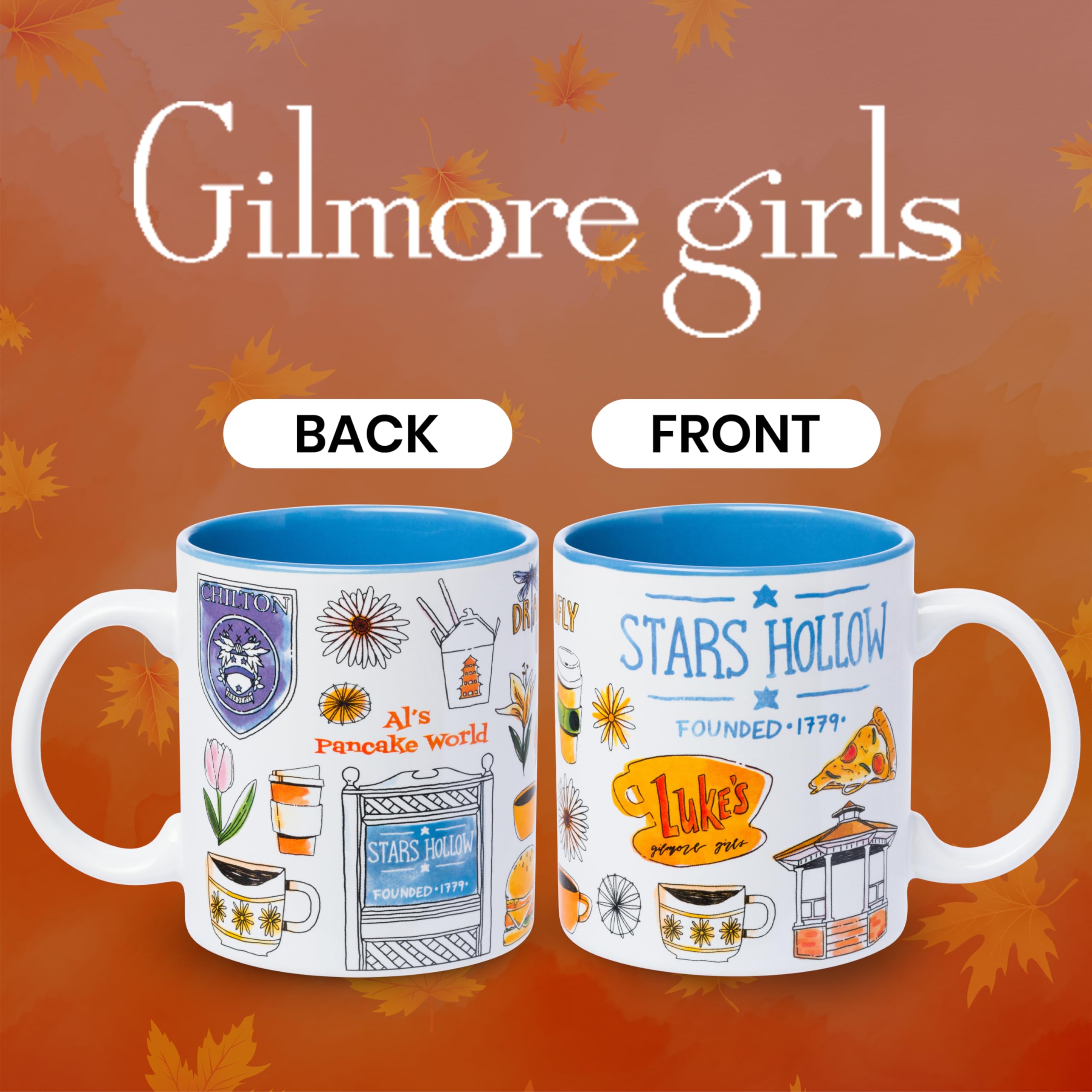 Silver Buffalo Stars Hollow map design mug, vibrant colors for daily coffee moments.