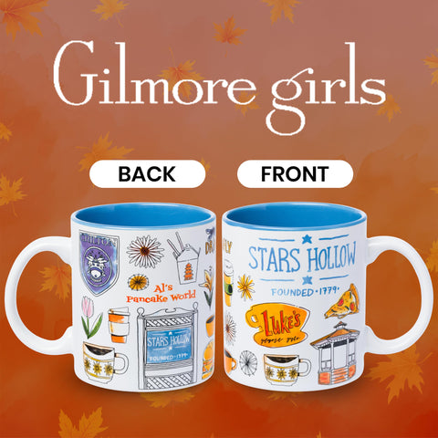 Silver Buffalo Stars Hollow map design mug, vibrant colors for daily coffee moments.