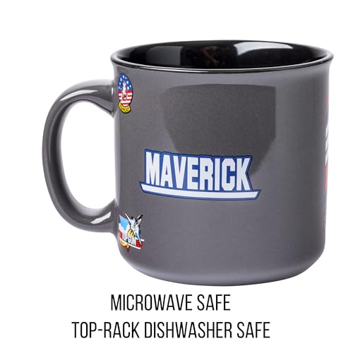 20-ounce capacity of the Silver Buffalo Top Gun Maverick mug for hot or cold drinks