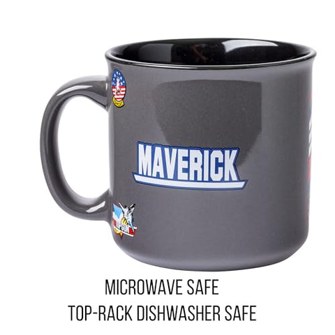 20-ounce capacity of the Silver Buffalo Top Gun Maverick mug for hot or cold drinks