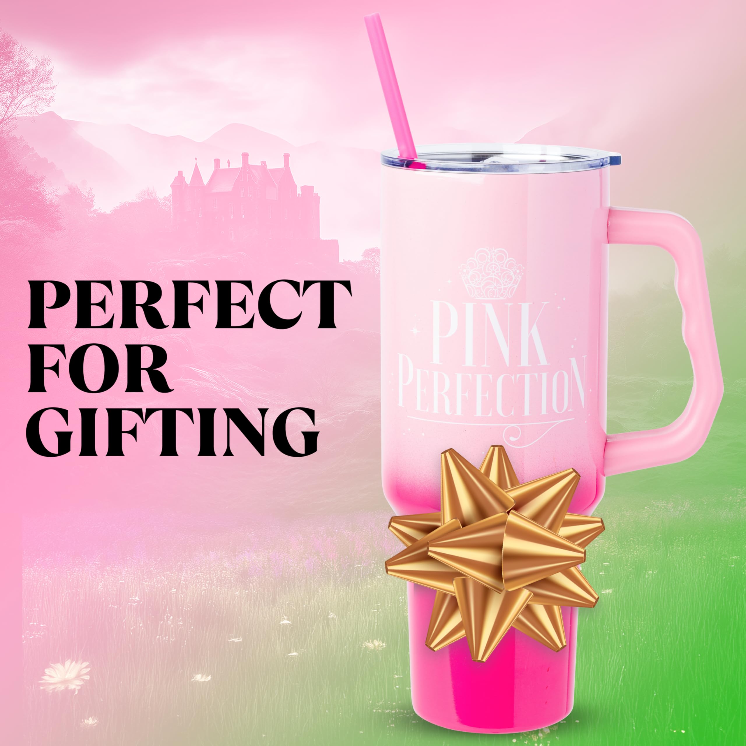 40-ounce insulated tumbler keeps drinks at temperature on busy days.