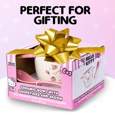 Hello Kitty chopsticks close-up with Silver Buffalo branding