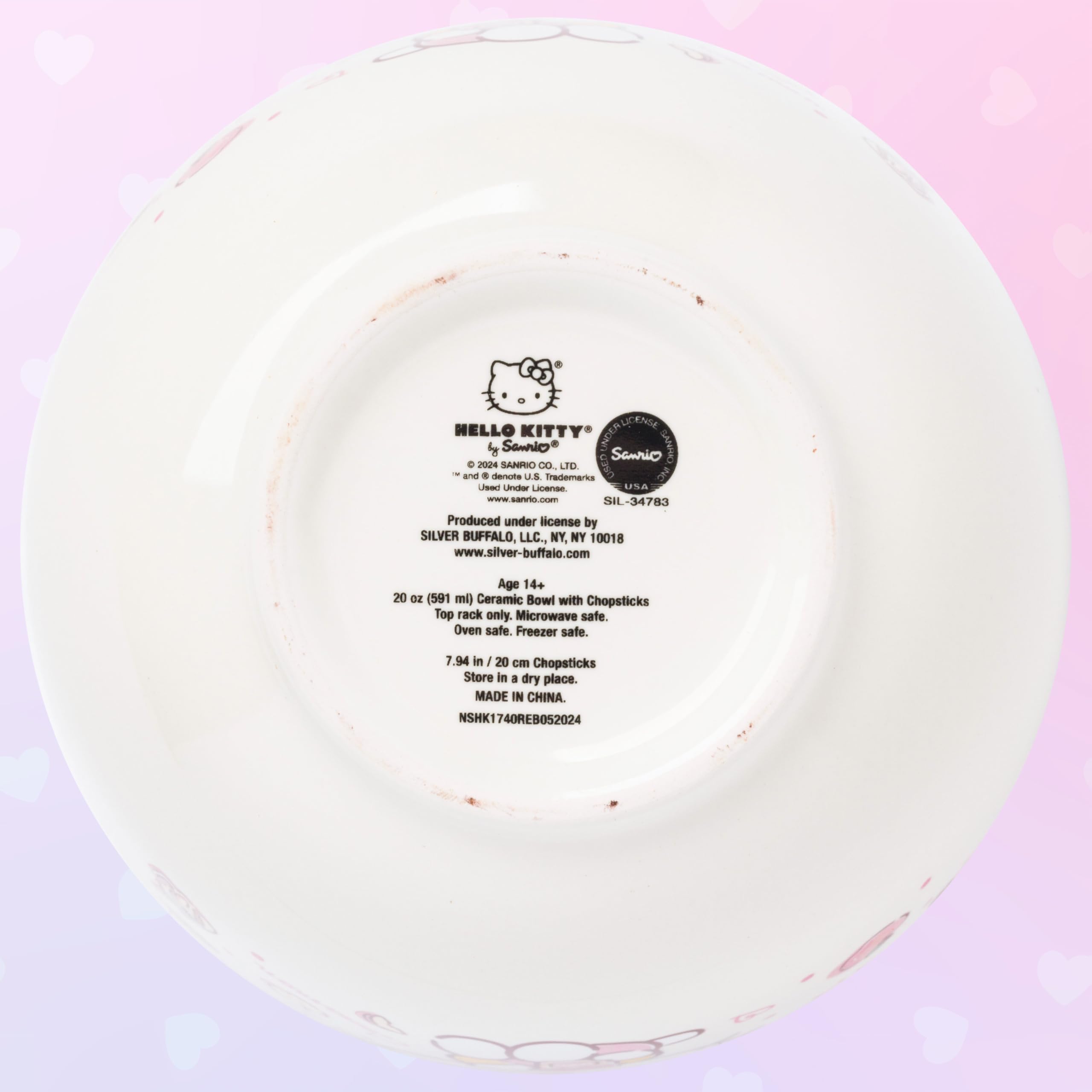 Vibrant Sanrio artwork on Silver Buffalo Hello Kitty bowl