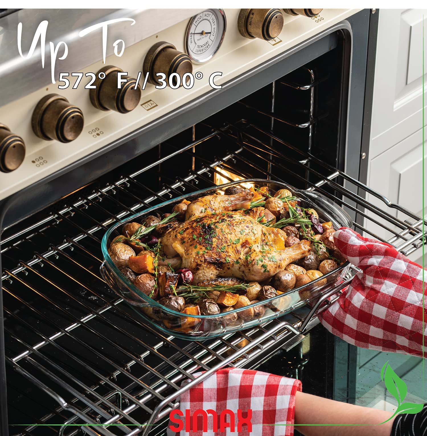 SIMAX European-made bakeware; clear glass and durability