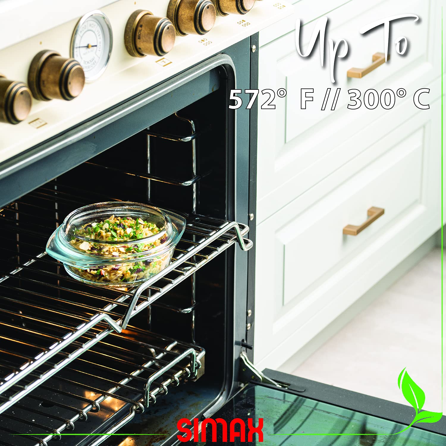 Dish being cooled in fridge with flat lid for space-saving storage.