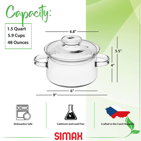 SIMAX simmer pot on a stovetop with a clear view to monitor progress.