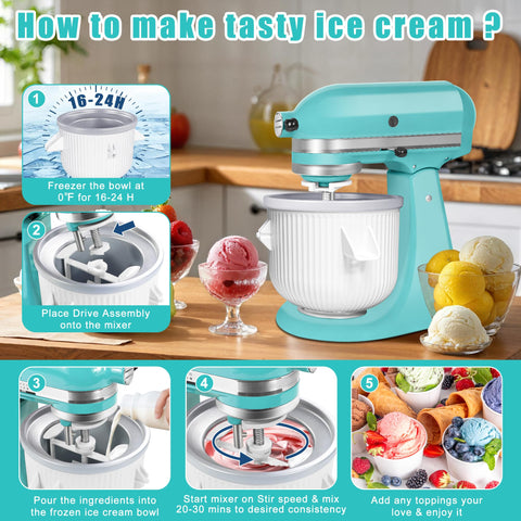 SIMBIKOO insulated freezer bowl keeps ingredients cold for silky ice cream.