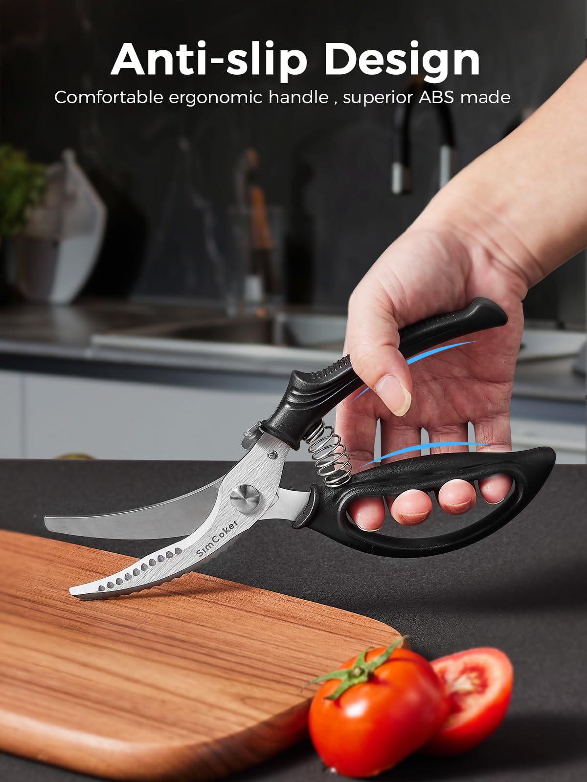 SimCoker spring-loaded action reduces effort during repetitive cuts.