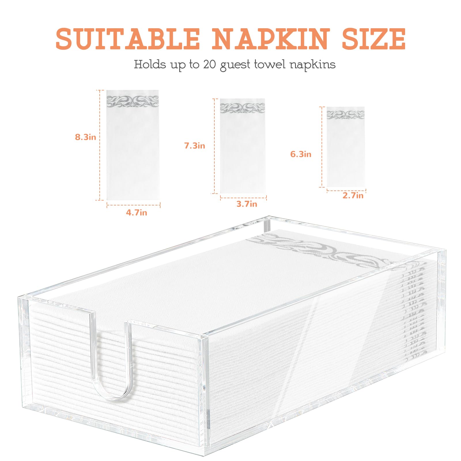 Simetufy acrylic guest towel tray sized to fit common napkins.