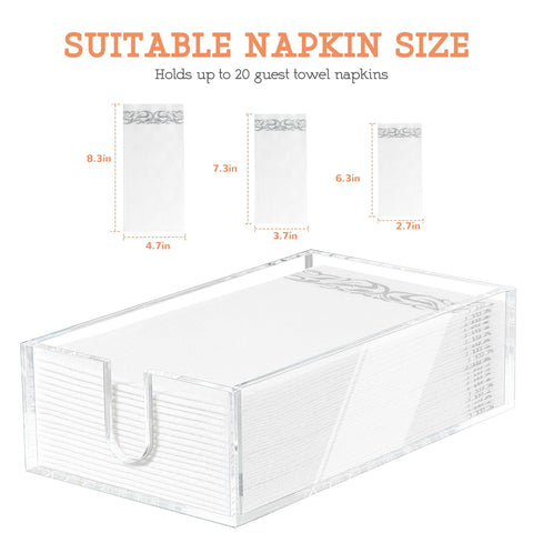 Simetufy acrylic guest towel tray sized to fit common napkins.